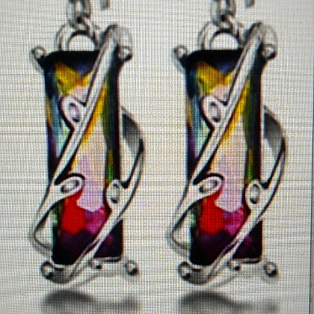 Vibrant Multicolor Silver Earrings